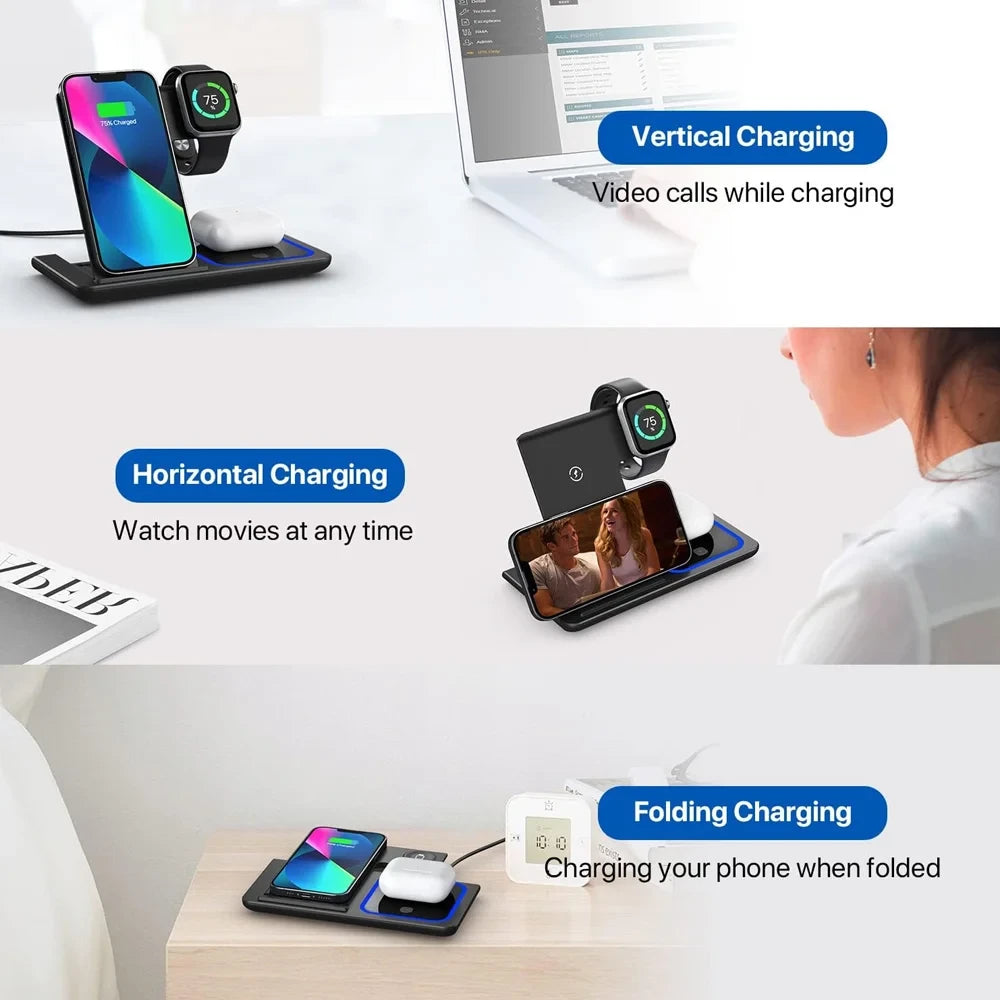Foldable 3-in-1 Wireless Charging Stand