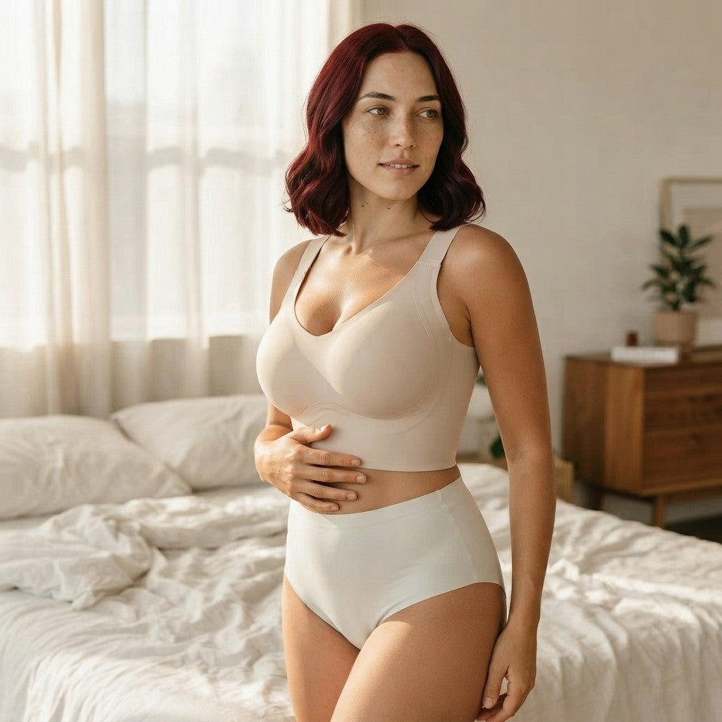 Full-Coverage Wireless Tummy-Control Bra